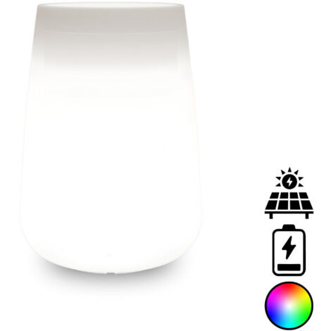 Grand vase lumineux design et, Ø43xH75 cm, en polymère avec LED multicolores, alimentation par piles et solaire, pour l'intérieur et l'extérieur