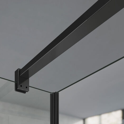 GRAND VERRE Barre de maintien en aluminium anodisé noir mat pour verre 6-8mm 140cm