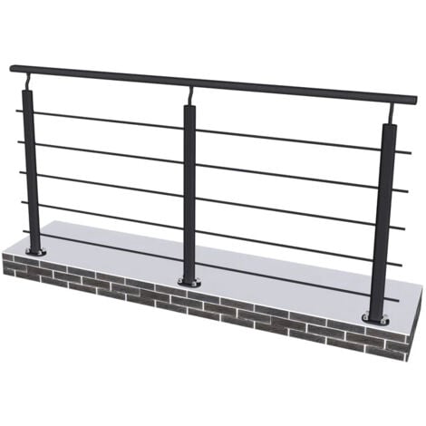 GRAND VERRE Garde de Corps de protection d'escalier, fixation verticale intérieure et extérieure - Longueur 2ml avec 5 barreaux