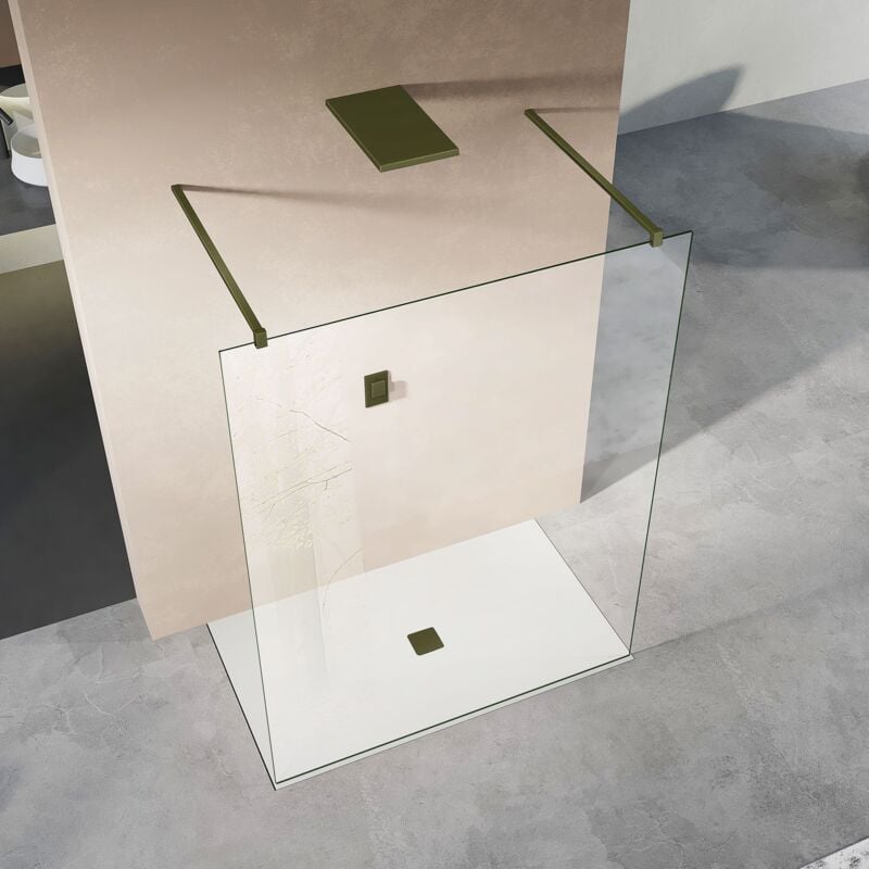 Paroi de douche à l'Italienne avec entrée des deux cotés Paroi de douche avec 2 barres de fixation de couleur Bronze 80x200 - Grand Verre