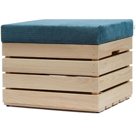 GrandBox Coffre-Siège en Bois - Siège avec Coussin Rembourré Pouf en bois:Lot de 1, argenté