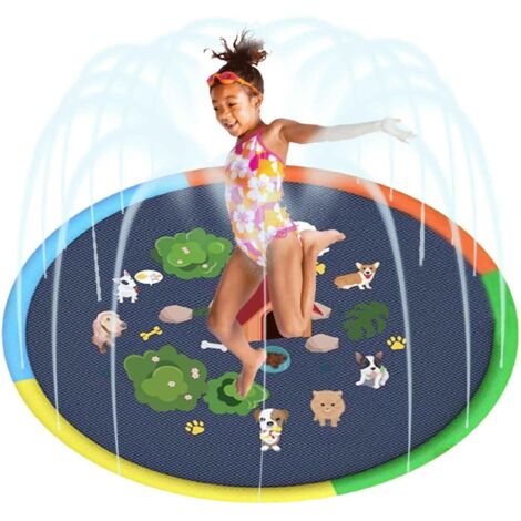 Grande aire de jeux aquatiques pour chiens en extérieur - Arroseur amusant et épais de 170 cm pour chiens