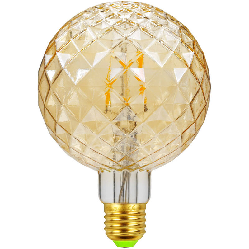 Grande ampoule LED Edison en cristal - G95 Style vintage - À filament - Décoration - Lumière chaude , doré
