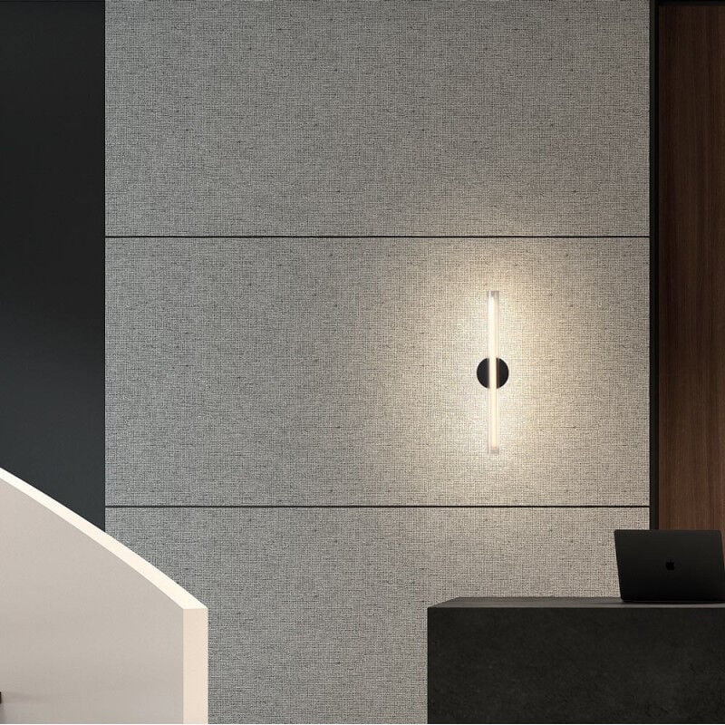 Grande Applique Tube Led Oslo Noir Et Verre Transparent