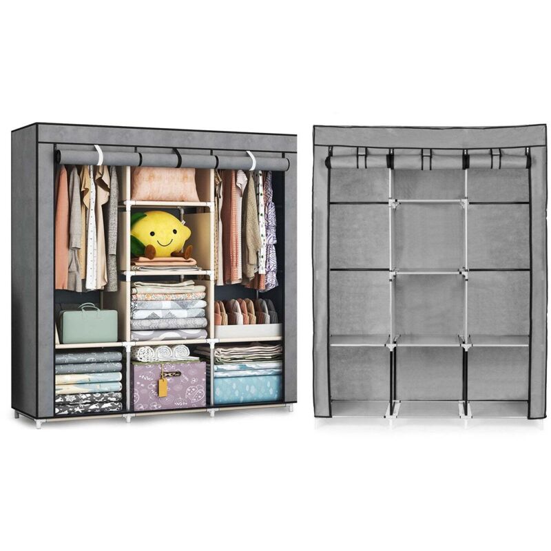Northix - Armoire textile - une grande armoire en tissu avec etageres pour vetements et chaussures