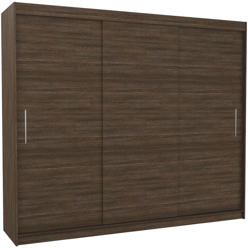 Les Tendances - Grande armoire de chambre 3 portes coulissantes marron Badoz 250cm Les Tendances - Grande armoire de chambre 3 portes coulissantes marron Badoz 250cm