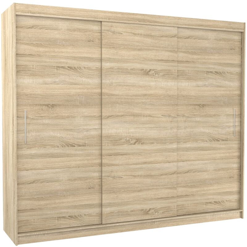 Les Tendances - Grande armoire de chambre 3 portes coulissantes naturel Badoz 250cm Les Tendances - Grande armoire de chambre 3 portes coulissantes naturel Badoz 250cm