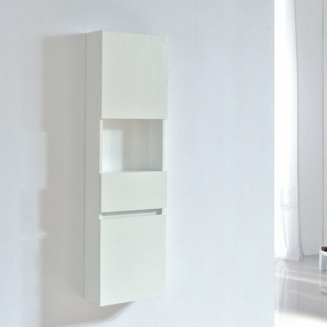 Grande armoire de rangement ESSENTIEL hauteur 120 cm mélaminé blanc 35 cm - Blanc