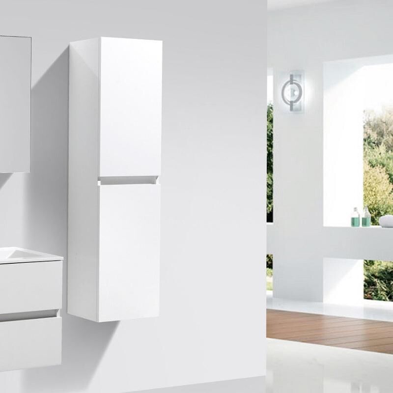 Stano. - Grande armoire de rangement siena hauteur 150 cm blanc laqué 40 cm
