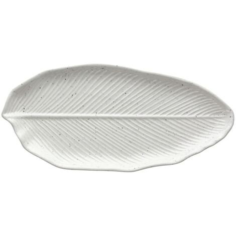 Grande assiette feuille allongée 36,5x17x2,5 cm Zelda Grès gris