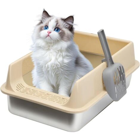 Grande boîte à litière pour chat partiellement fermée, avec