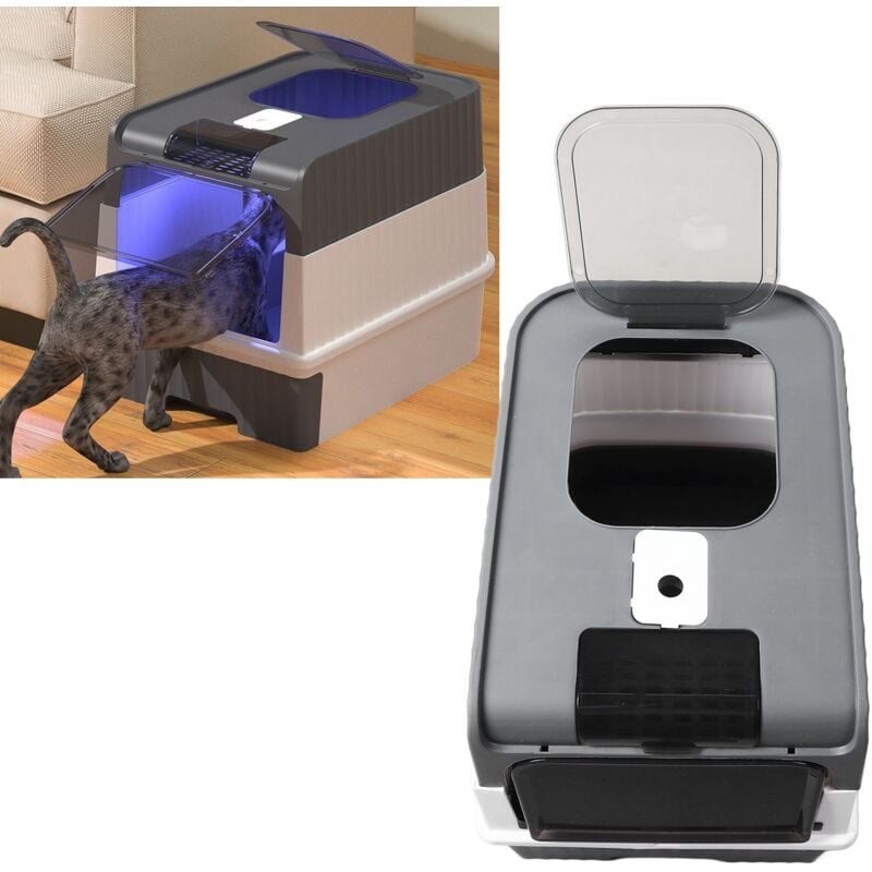 Grande boîte à litière pour chats avec contrôle des odeurs, conception de tiroir portable, espace spacieux pour intérieur, à l'épreuve des dégâts
