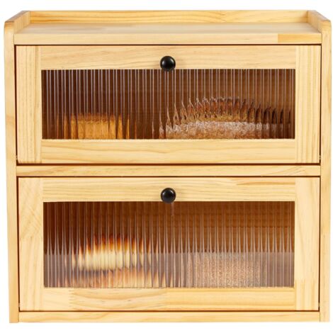 Grande boîte à pain 2 niveaux grande capacité pour comptoir de cuisine, boîte de rangement d'angle avec fenêtre en acrylique