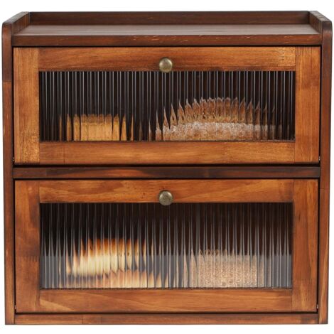 Grande boîte à pain 2 niveaux pour comptoir de cuisine, boîte de rangement d'angle grande capacité avec fenêtre en acrylique