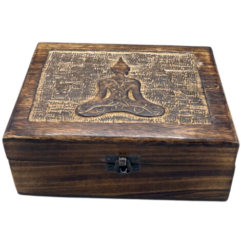 Grande boîte à souvenirs en bois 20x15x7,5 cm - Bouddha- Vendu par 1