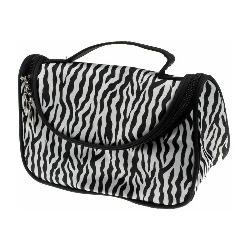 Image of Fortuneville - Grande borsa per trucco da donna Custodia cosmetica Maniglia Organizzatore da viaggio Fashion Lady Zebra Stripe Borsa cosmetica
