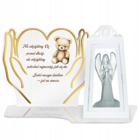 Grande bougie avec lanterne pour enfants + ange LED pour la Toussaint sur la tombe