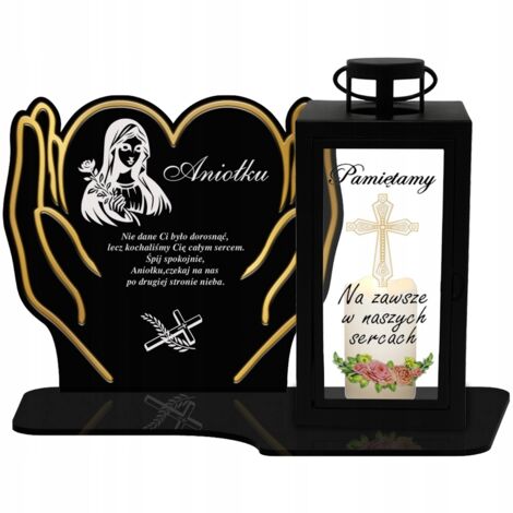 Grande bougie LED avec lanterne « Nous nous souvenons » + bougie de la Toussaint pour la tombe