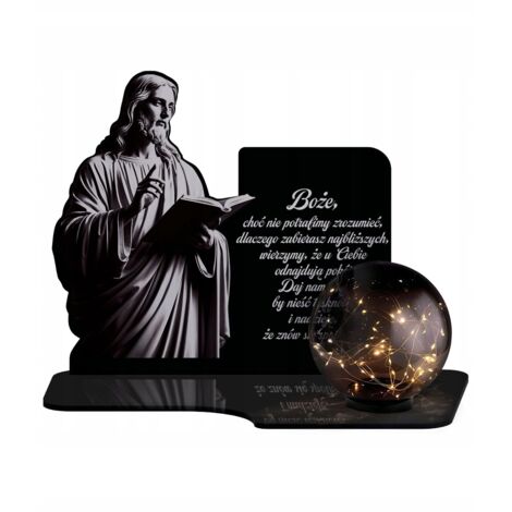 Grande bougie solaire LED représentant Jésus, à placer sur une pierre tombale pour la Toussaint, sphère LED