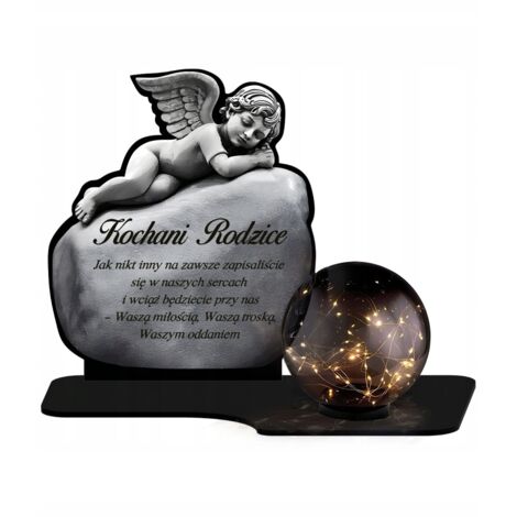 Grande bougie solaire LED XL 22 cm, ange gardien premium sur pierre pour cimetière