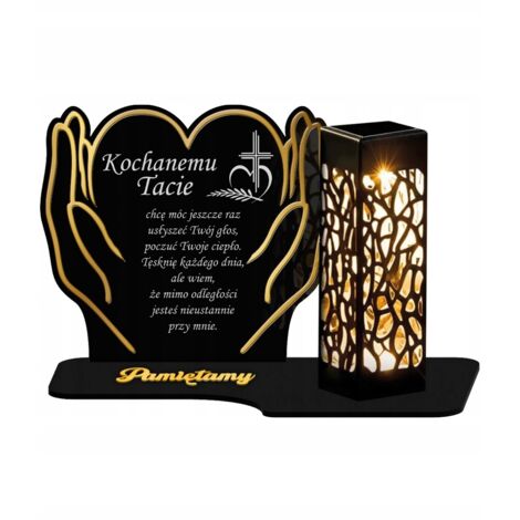 Grande bougie solaire XL, 18 cm, design premium en forme de cœur avec inscription dorée, pour cimetières