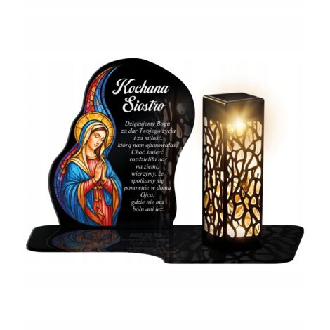 Grande bougie solaire XL 19 cm, vitrail représentant Marie au tombeau, pour la Toussaint