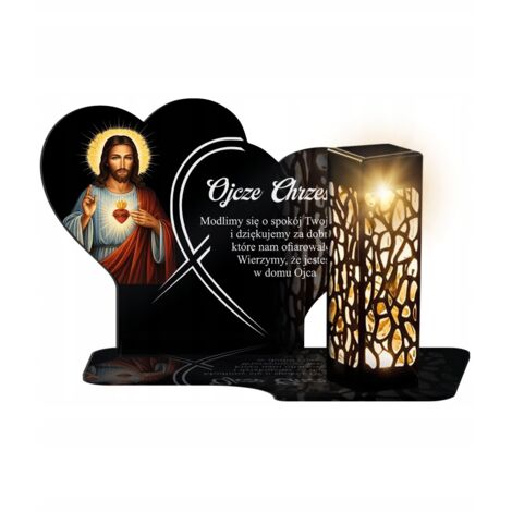 Grande bougie solaire XL 20 cm Jésus Deux cœurs pour la tombe Toussaint