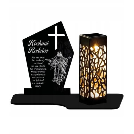 Grande bougie solaire XL 20 cm statuette croix avec devise de la Toussaint
