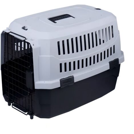 Grande cage de transport bicolore pour animaux de compagnie avec bac à litière, aérée