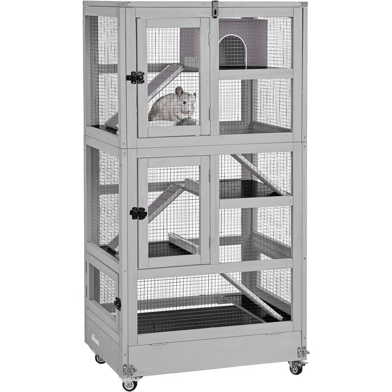 X-zone Pet - Grande cage pour furet en bois, cage à hamster, cage à rongeurs, cage à souris avec escaliers, cage pour petits animaux, pour