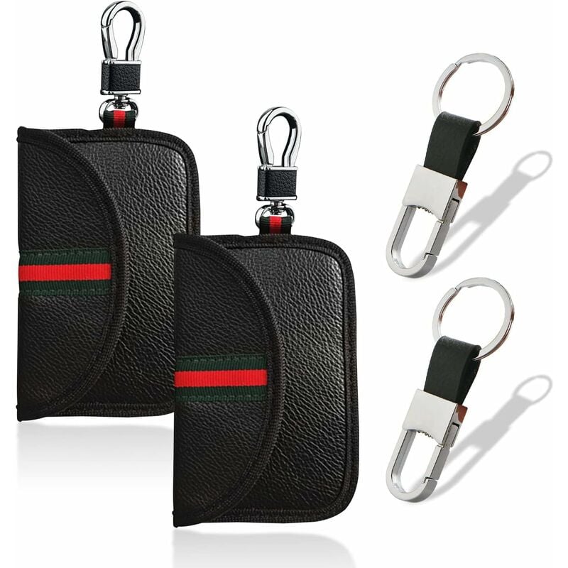 Csparkv - grande capacité, bloqueur de signal de clé, sac de sécurité de voiture antivol Rfid, avec 2 porte-clés en métal Noir