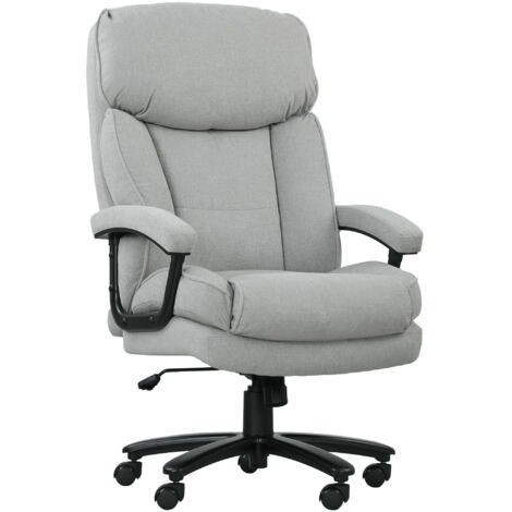 Grande chaise de bureau haute, capacité de 200 kg, construction robuste, couverture souple, gris clair