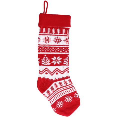 Grande Chaussette de Noël Tricotée avec Poche à Bonbons, Décoration de Noël Adorable pour Arbre