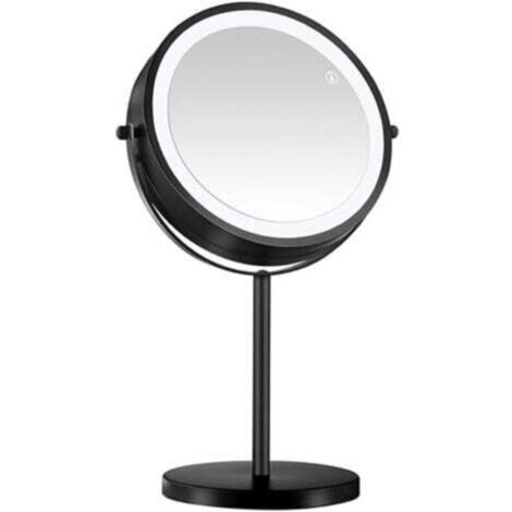 Grande coiffeuse éclairée, coiffeuse rotative éclairée, coiffeuse à luminosité réglable (noir)