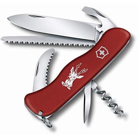 Grande coltello da tasca svizzero Victorinox Hunter Red 0.8573 con 12 funzioni Include una lama da caccia e uno strumento combinato.