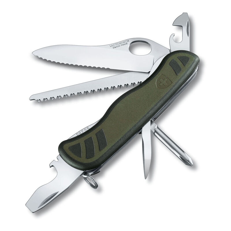 Image of Grande coltello da tasca Victorinox del Soldato dell'Esercito Svizzero 08 0.8461.MWCH81 con 10 funzioni Include una grande lama con bloccaggio per
