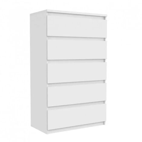 Grande commode 5 tiroirs blanc mat - BENNY