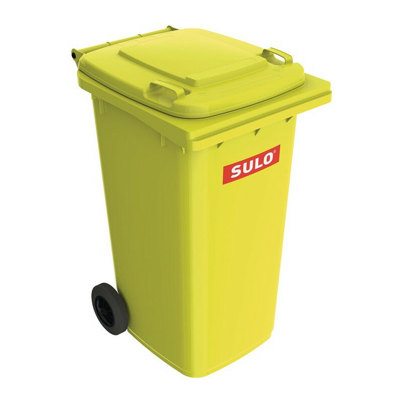 Grande bidone della spazzatura 240l hdpe giallo, mobile secondo en 840 Sulo