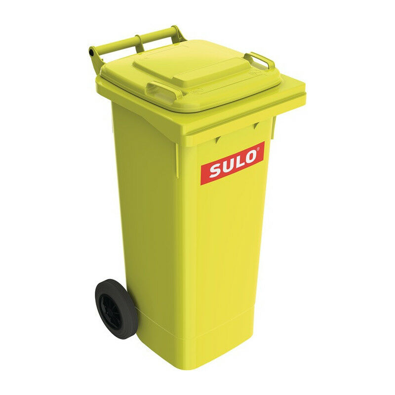 Grande contenitore della spazzatura 80l hdpe giallo mobile, secondo en 840 Sulo