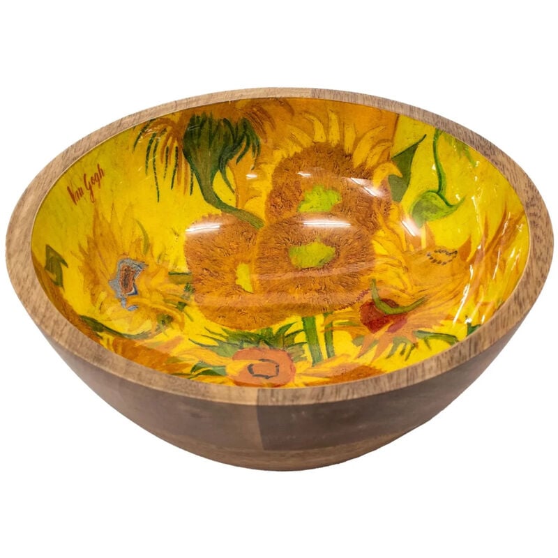 Enesco - Grande coupelle en bois ronde Tournesols - Van Gogh