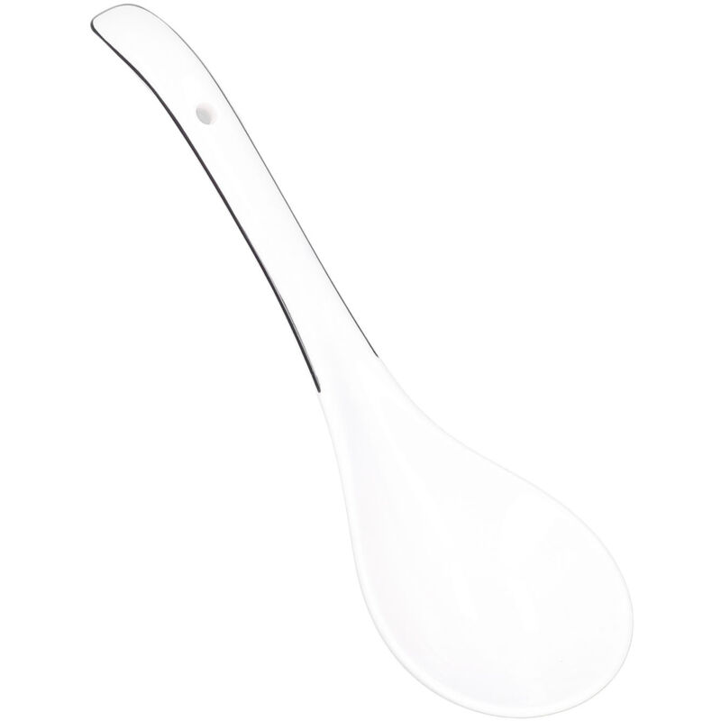Grande Cuillère en Porcelaine Blanche à Long Manche pour Soupe et Céréales, Idéale pour Maison et Restaurant