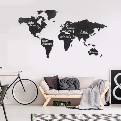 Carte du Monde mappemonde murale papier - bleu, Linge de maison et  décoration