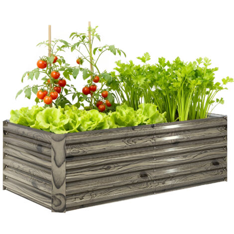 Grande fioriera rettangolare da esterno in acciaio zincato con base aperta, ideale per terrazze, 180x90x57,5 cm, colore naturale.