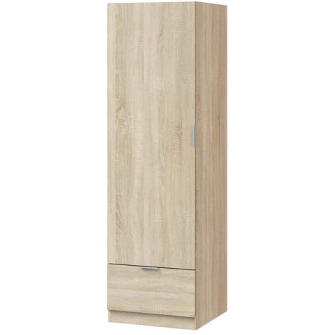 Grande Garde-robe, Armoire Chambre à Coucher, Portant, une Étagère, 51x170h cm Chêne Marron