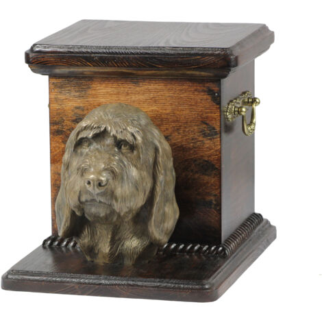 Grande Grifone Vendéen, Grand Griffon Vendéen - un'urna per le ceneri del cane con una statuetta, un'urna elegante per un cane, un'urna unica con un busto di un cane di Art-Dog