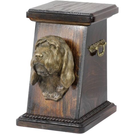Grande Grifone Vendéen, Grand Griffon Vendéen - un'urna per le ceneri del cane, un'urna elegante con una statuetta, un'urna commemorativa con un busto di un cane di Art-Dog
