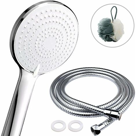 ORMROMRA Grande & Haute Pression Pommeau de Douche avec 1.5M Tube, Poche Pommeau de Douche Universelle, Douche Haute Pression à Économie Deau, Ensemble de Douche Premium Lumten