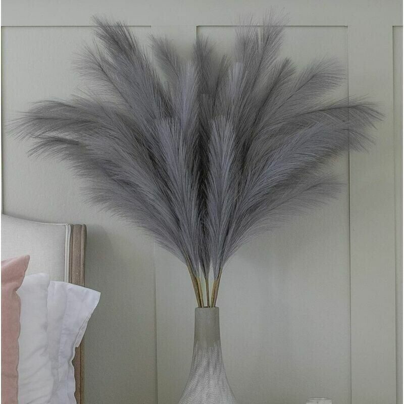Grande Herbe de Pampa Gris Faux 5 Tiges Extra Moelleux Faux 70cm Bouquet de Fleurs Plume Salon Home Decor Boho Home Decor Grand Vase Table Fleur