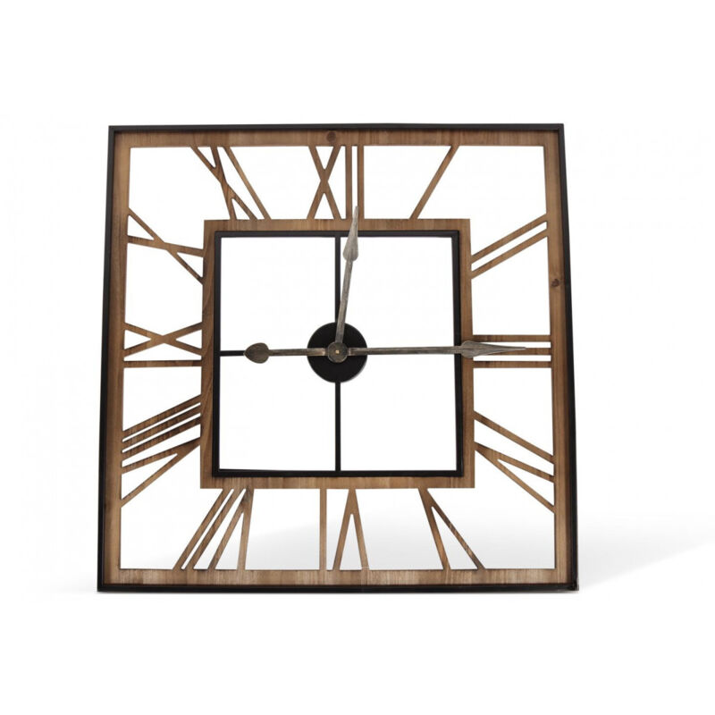 Grande horloge ancienne carré forge - Fer Forgé - Marron - Décoration d'Autrefois