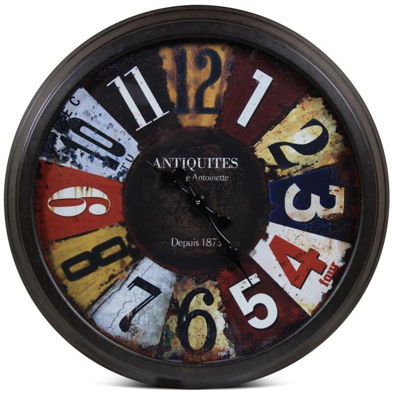 Grande horloge ancienne murale antiquités - Métal - Multicolore - Décoration d'Autrefois
